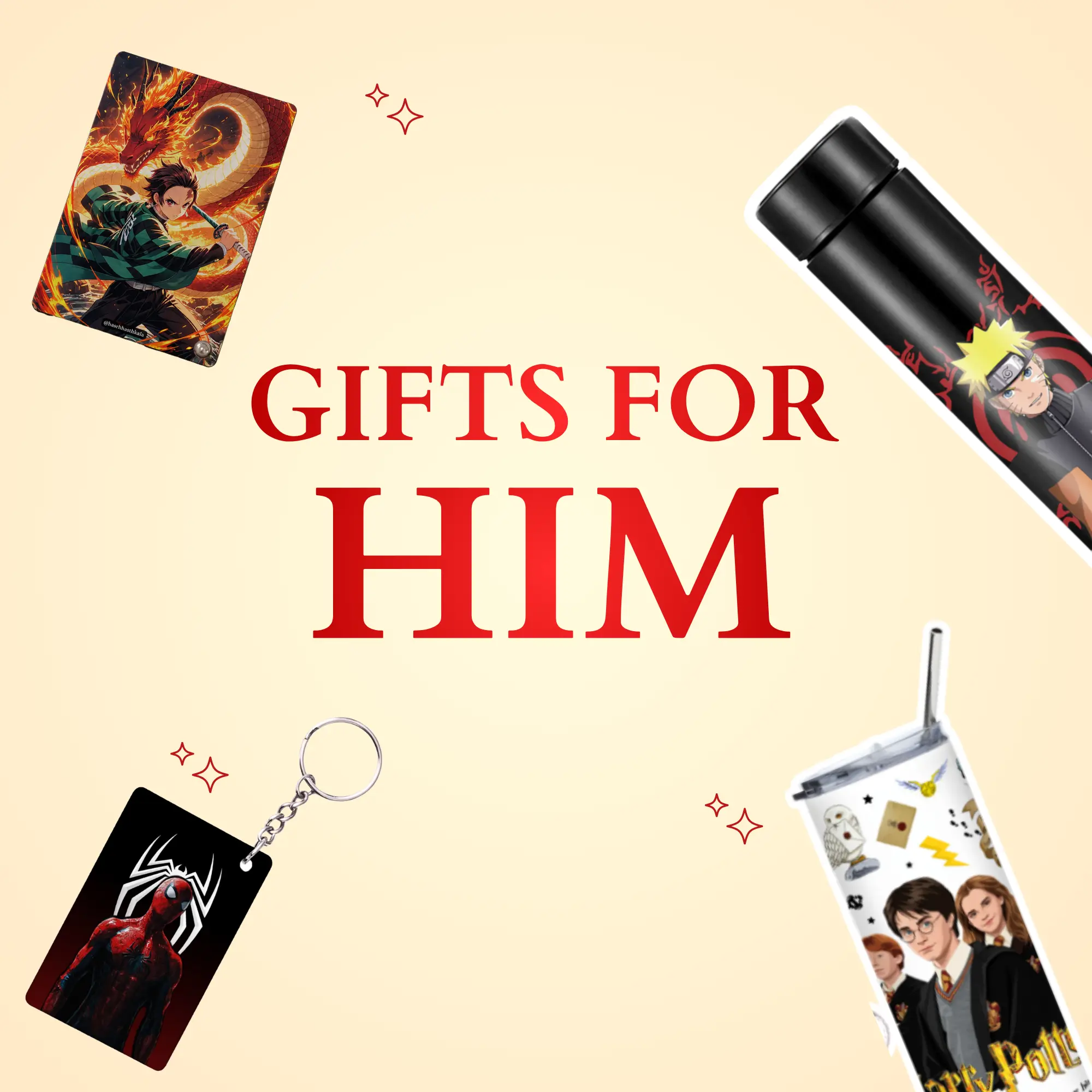A curated arrangement of handcrafted gifts for him