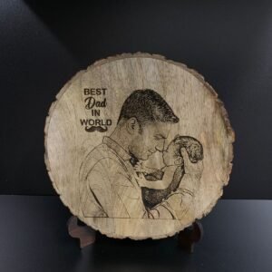 Photo engraved on natural wood